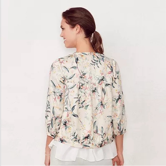Women's LC Lauren Conrad Floral Lightweight Bomber Jacket Open Cardigan Size S - Picture 7 of 12